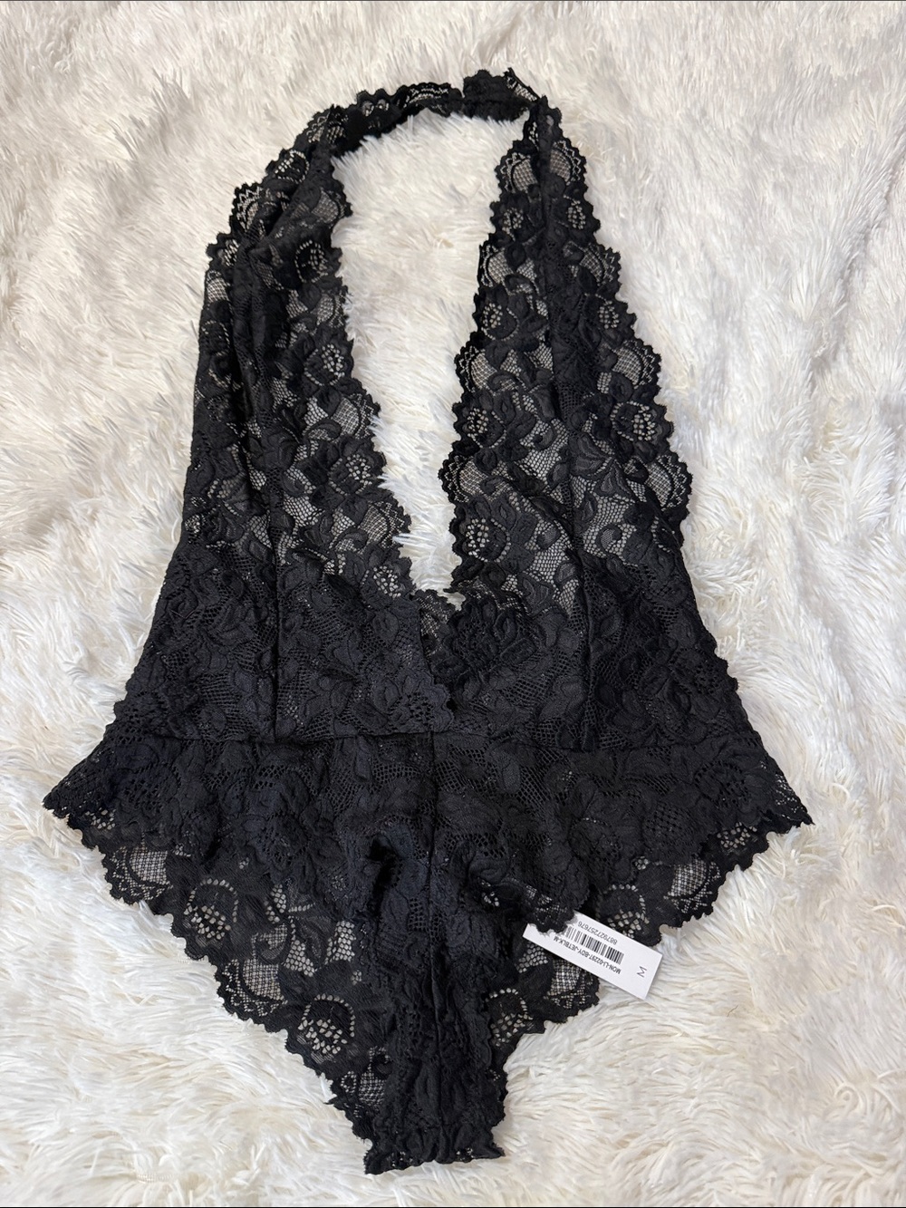 Adore Me Black Lace Halter Bodysuit Chemise